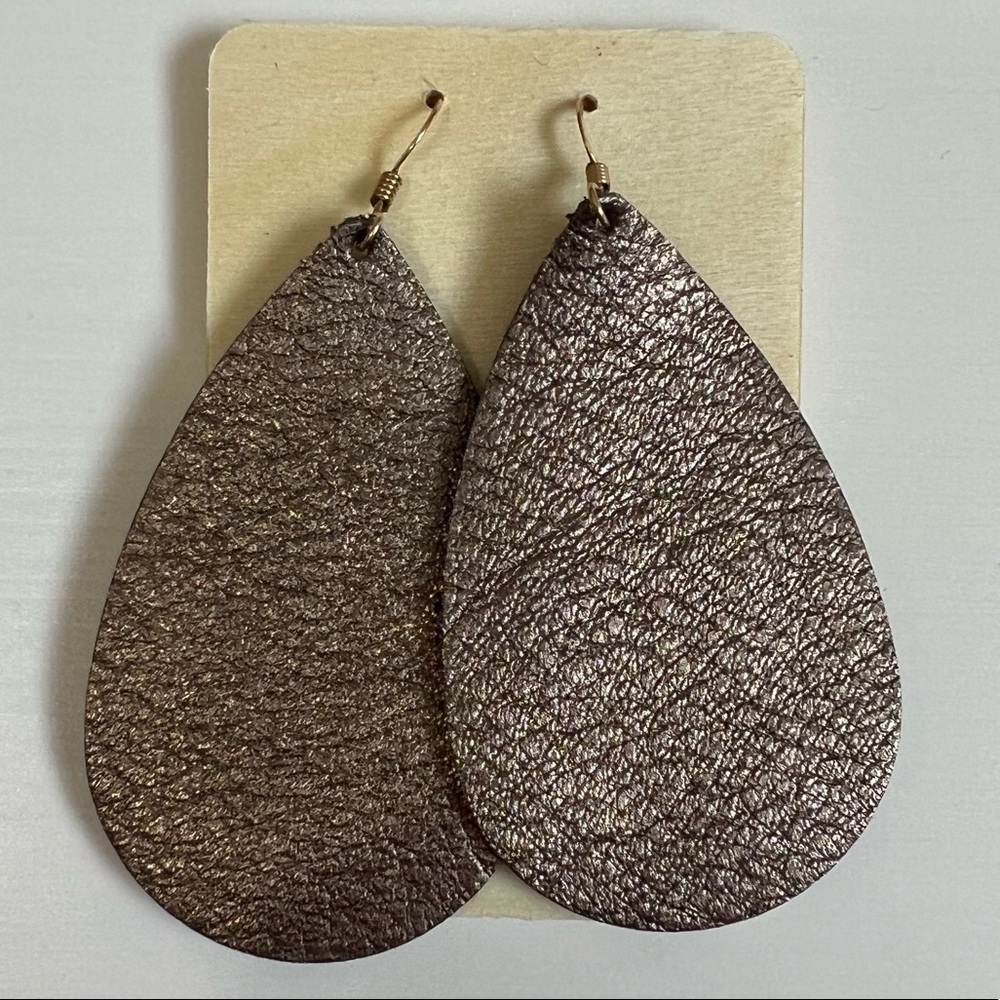 BRAND NEW Nickel & Suede Bronze Beauty Teardrop Earrings, Size M